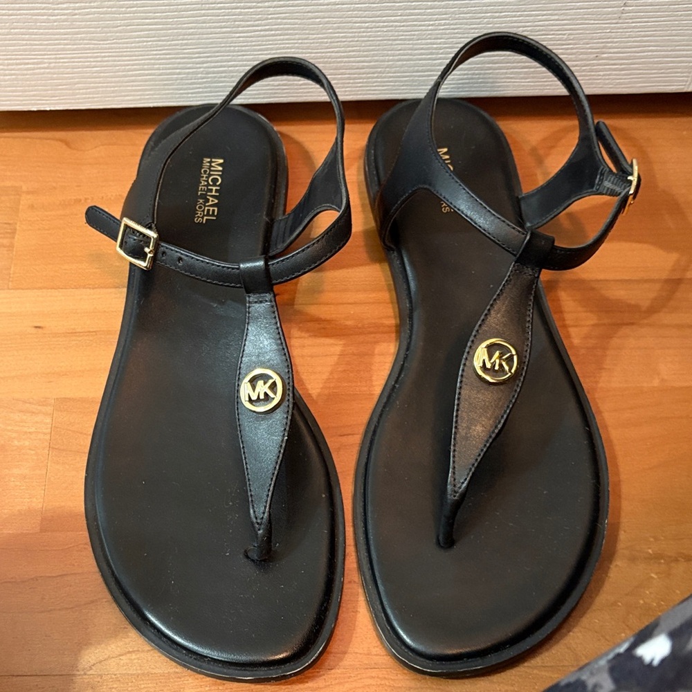 Michael Kors Black T-Strap Sandals